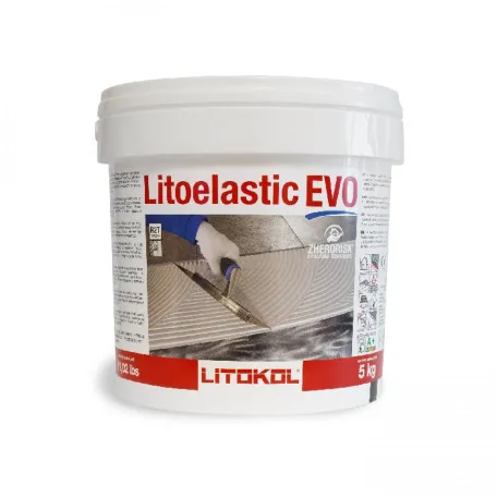 Двухкомпонентный реактивный полиуретановый клей Litokol LITOELASTIC EVO 5 кг белый (LLEVO0005)